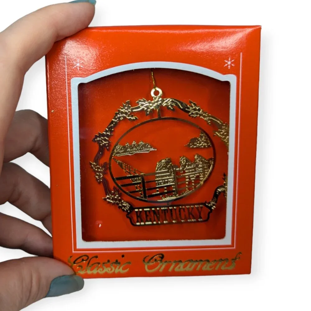 NWT Classic Ornament Gold Tone Kentucky Christmas Ornament